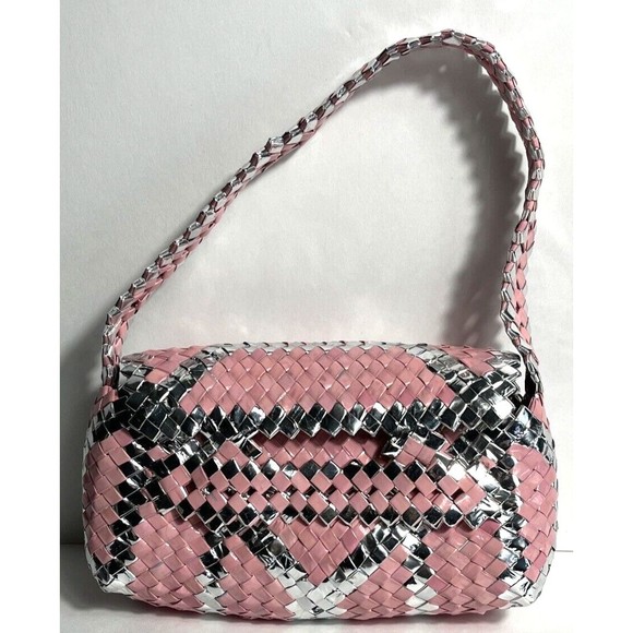 Handmade Purse Made from Duck Tape - Pink and Silver Purse - Unique and Useful - Picture 1 of 11